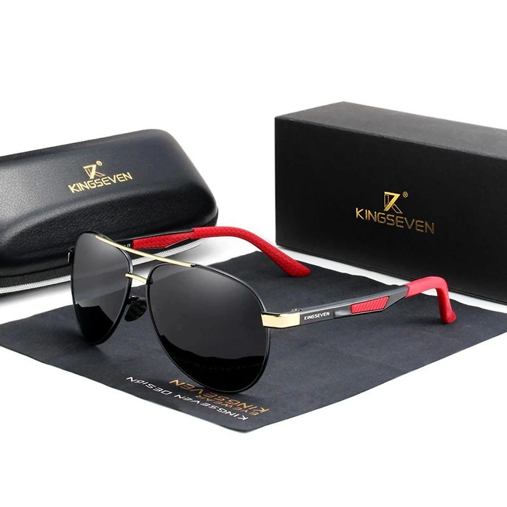Óculos Polarizados Quadrados Lente Uv400 Kingseven Cinza Dourado