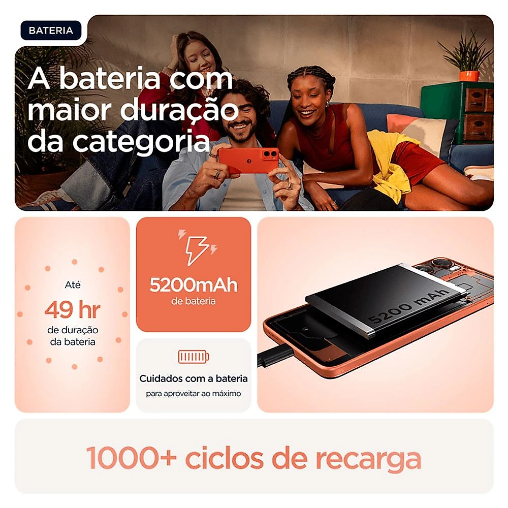 Smartphone Moto G06 Motorola 6,9”, 128 GB, Android 15, Laranja