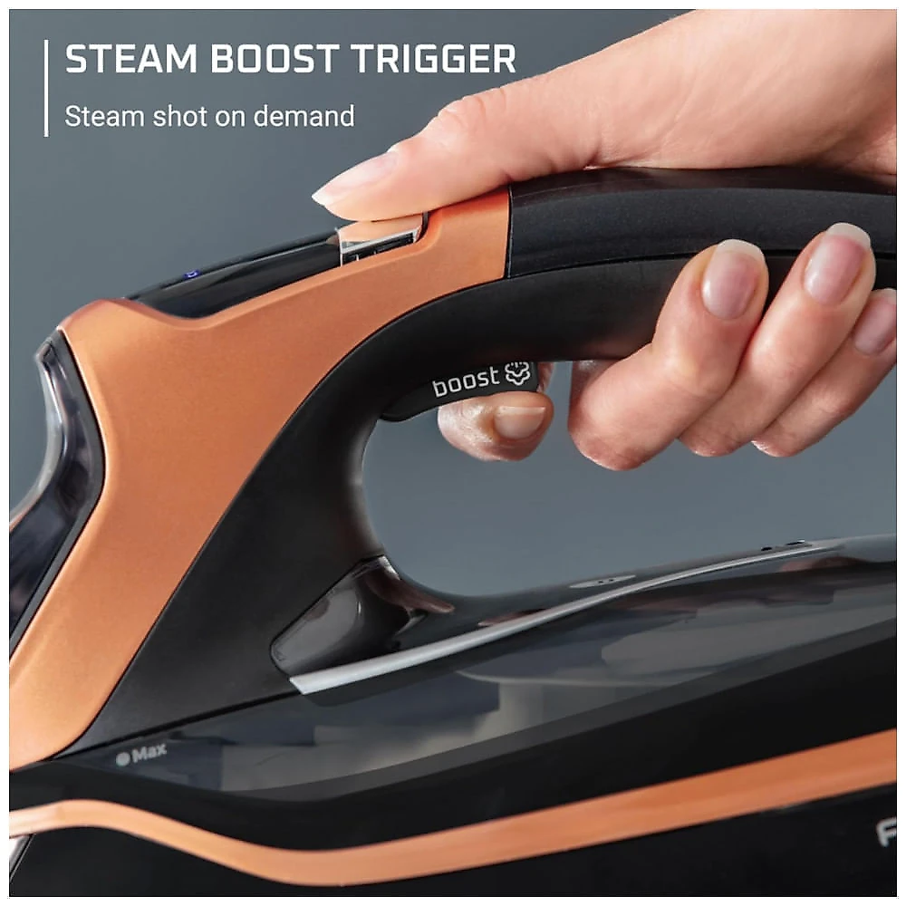 Ferro a Vapor Rowenta Steam Force Pro para Roupas, 1850 Watts, 5 Configurações Inteligentes de Tela, Base de Aço Inoxidável
