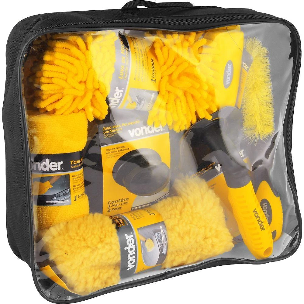 Kit para limpeza automotiva com 10 peças vonder