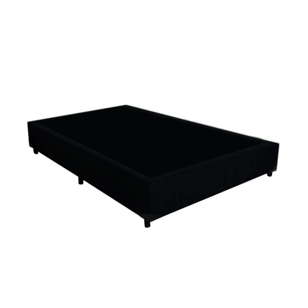 Cama Box Casal Blindado Viúva Estrutura em Madeira Suede Preto 128x188 Homequeen
