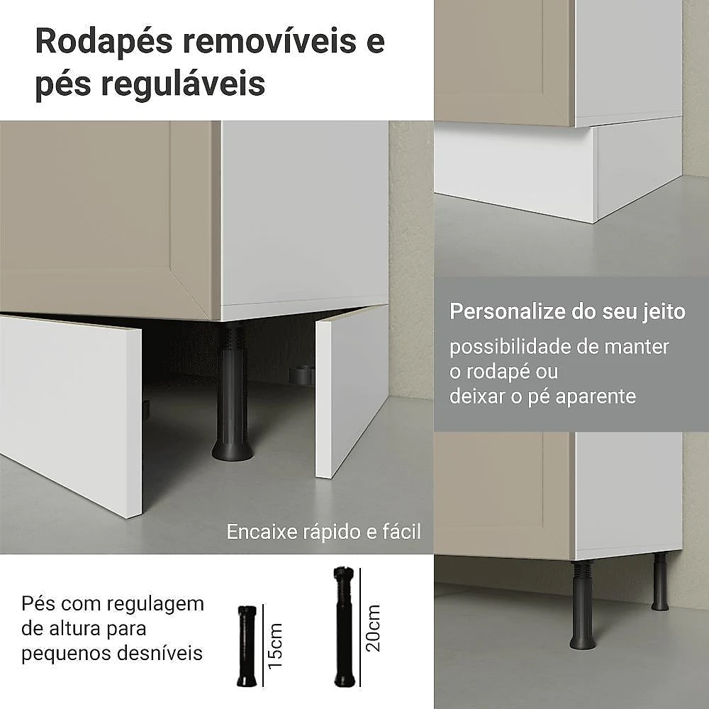 Balcão gabinete de pia 120 cm (com tampo) branco/crema vik madesa