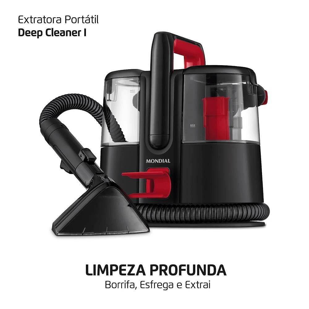 Extratora e higienizadora portátil mondial deep cleaner i 1650w exp-01-r preto/vermelho