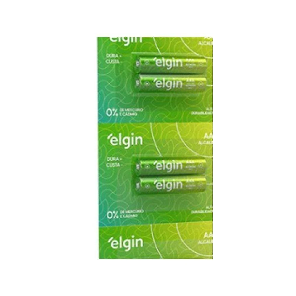 Pilha Alcalina AAA Elgin 1.5V Alta Durabilidade para Brinquedos Controles Lanternas 10 Blisters