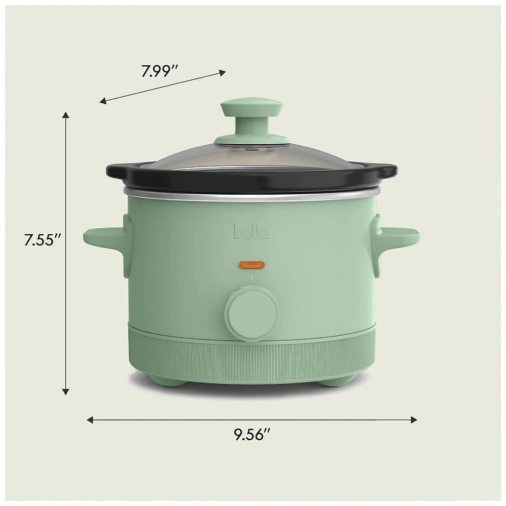 BELLA Mini Slow Cooker 1,5 Litros com 3 Temperaturas, Revestimento Cerâmico Antiaderente e Tampa de Vidro Temperado - Seaglass