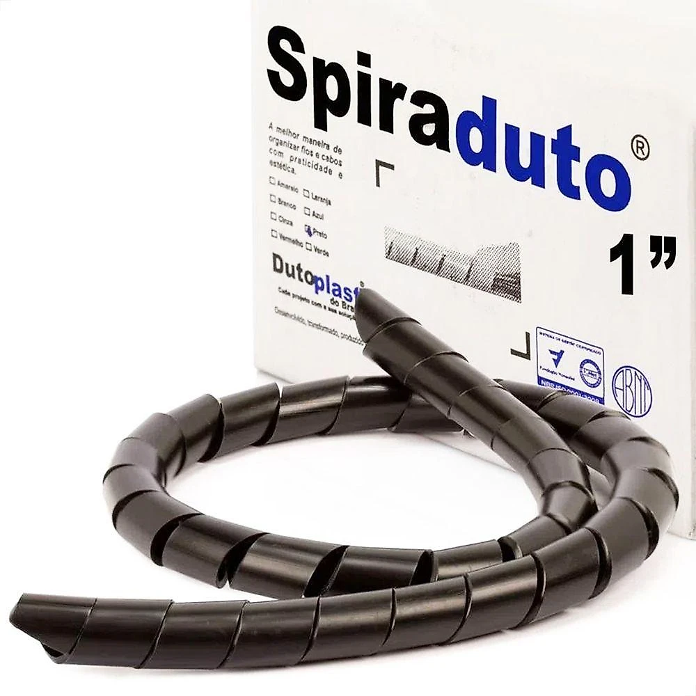 Organizador Fios E Cabos Spiraduto 1-4 Preto - 2 Metros
