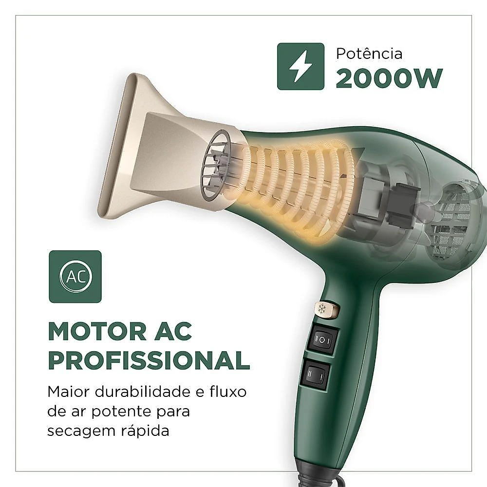 Secador De Cabelo By Juliette Mondial Verde Oliva 2000W 127V 110V