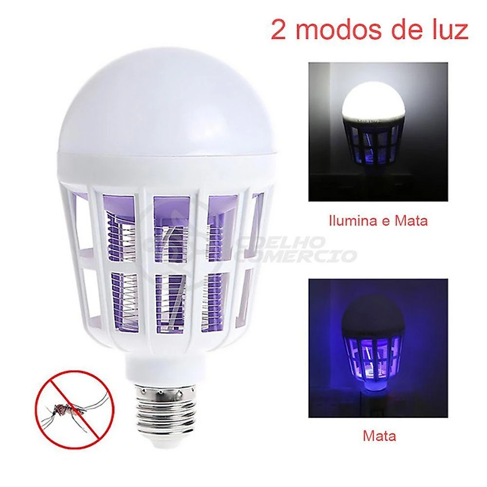 Lâmpada Luz Led Branco 15w Atrai Choque Mosquito