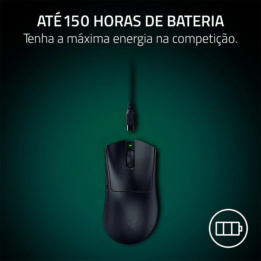 Mouse Gamer Sem Fio Razer DeathAdder V4 Pro, 35000 DPI, Ultra-Leve, Sensor Óptico Focus Pro, Preto - RZ01-05330100