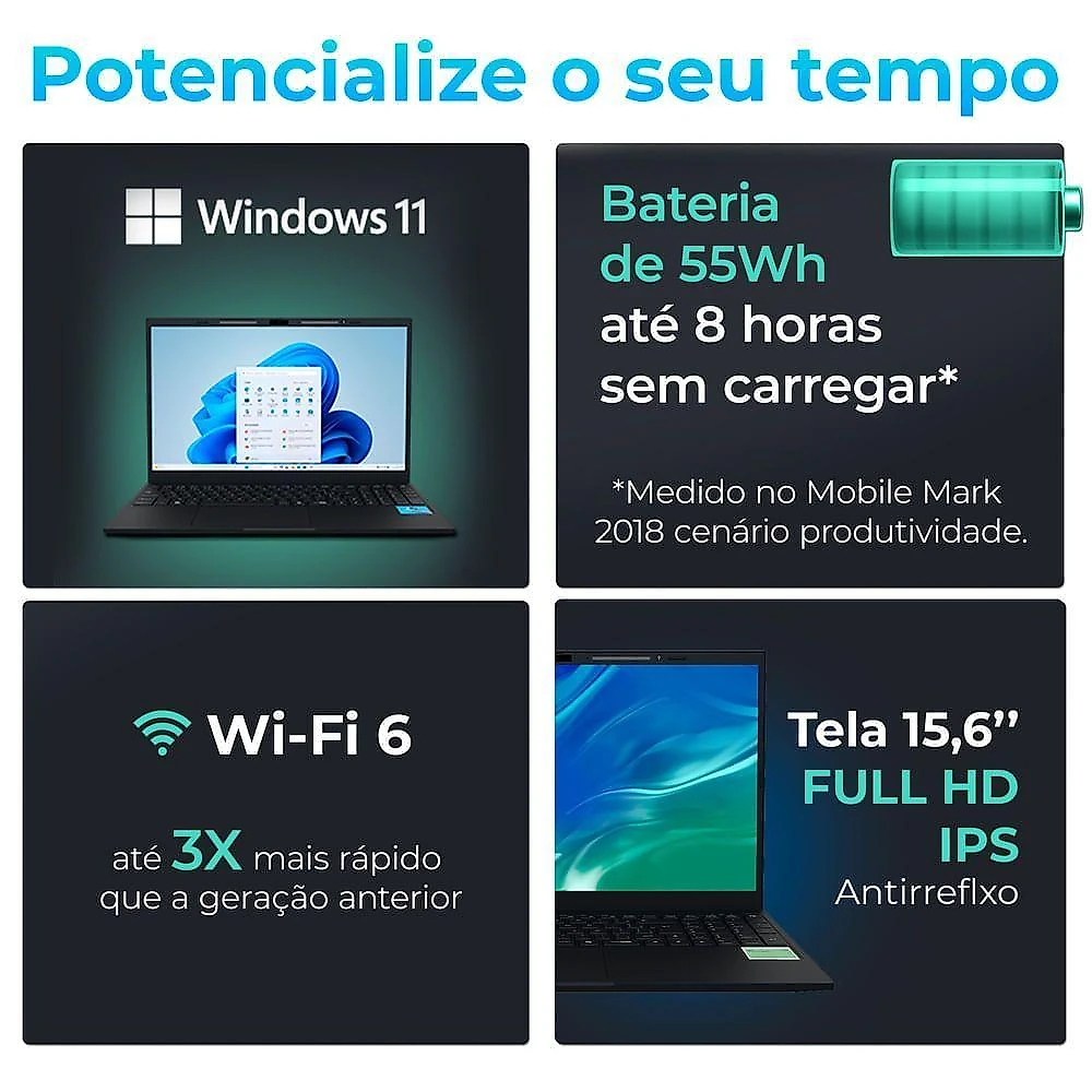 Notebook Positivo Vision N15m Intel N100 8GB RAM 128GB SSD 15,6" Full HD IPS