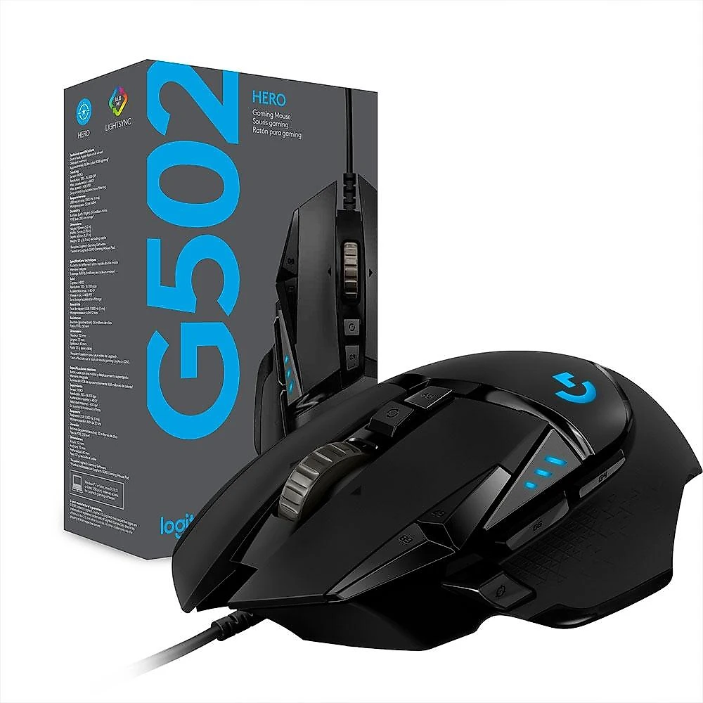 Mouse Gamer Logitech G502 HERO com RGB LIGHTSYNC, Ajustes de Peso, 11 Botões Programáveis, Sensor HERO 25K - 910-005550