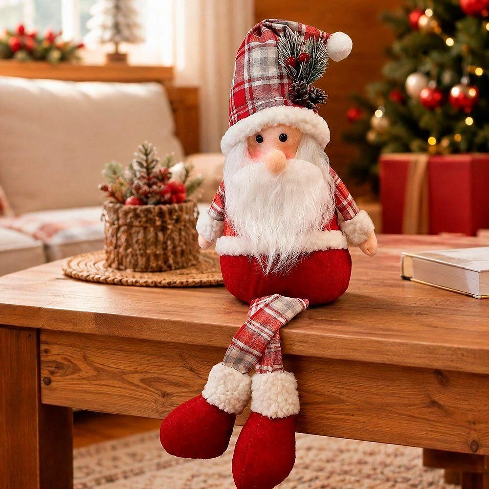 Boneco de Decoração Papai Noel Sentado Pernas Mole Vermelho 50CM