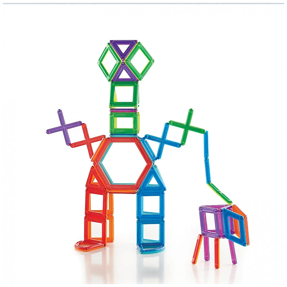 Conjunto de blocos magnéticos Guidecraft PowerClix Frames com 48 peças em ABS translúcido para construções geométricas 2D e 3D