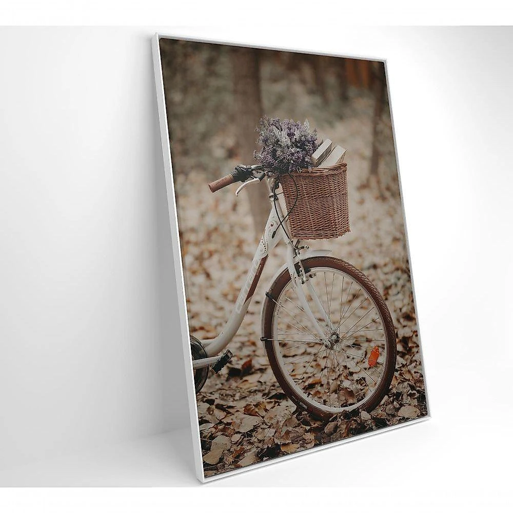 Quadro Bicicleta Branca 120x80 Cm Tecido Canvas