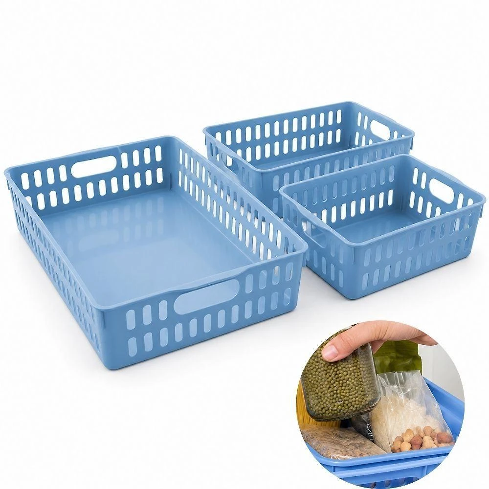 Cesto Organizador Kit 3 278 Multiuso Polipropileno Livre de BPA Modular para Gaveta Armario Cozinha
