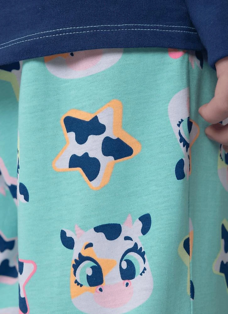 Pijama manga longa algodão menina teen vaca moosic 10