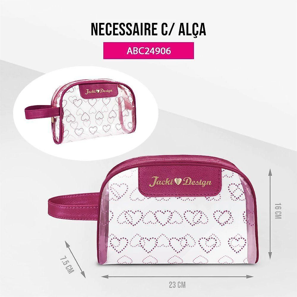 Kit Bolsa Shopper E Necessaire Transparente Love Vinho