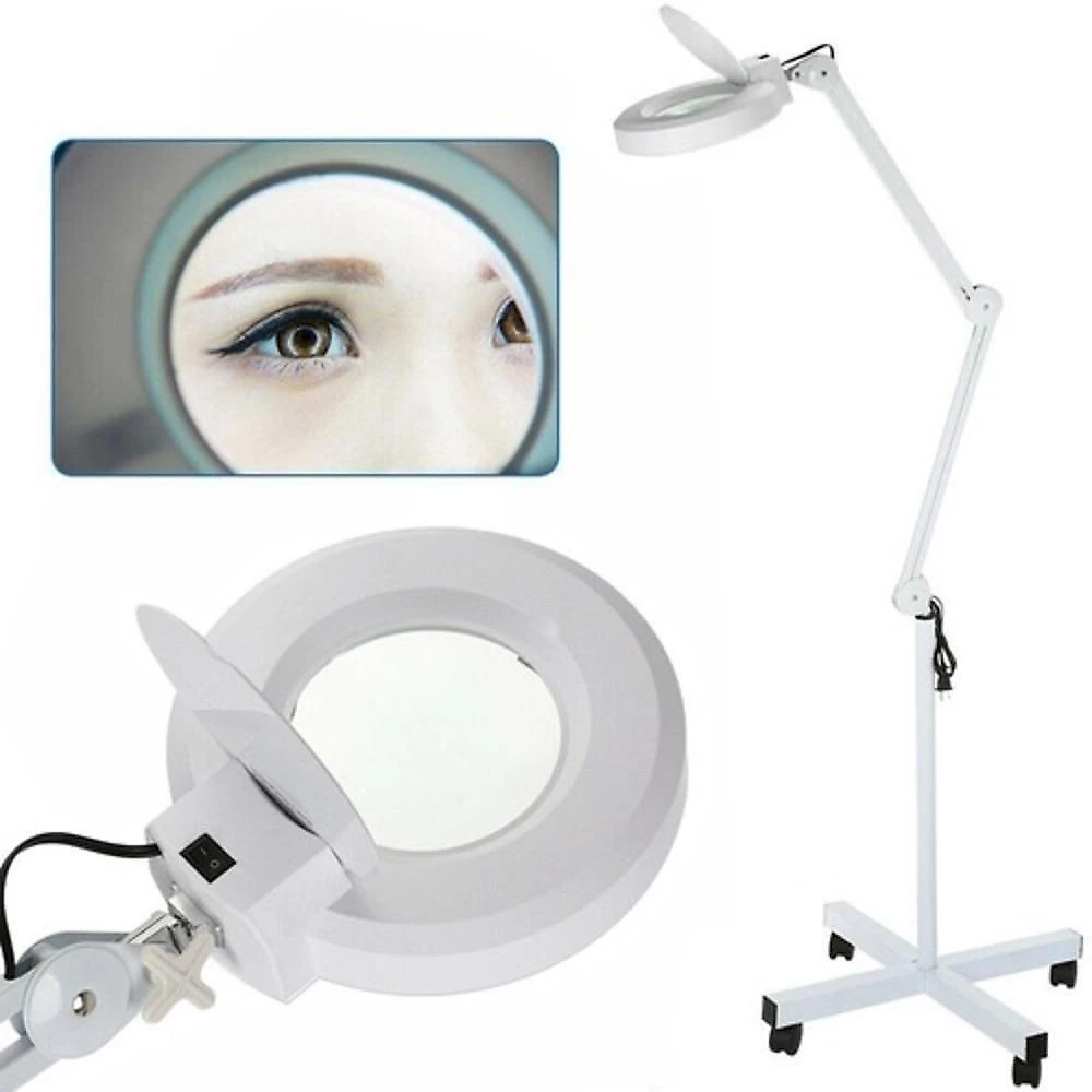 Lupa Luminária Estética Utibom Tripé Articulado Branca com Rodízios 10X 24W