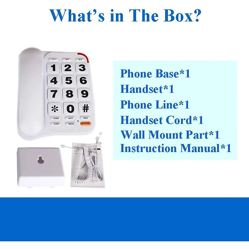 HePesTer P46 Telefone com Fio para Sênior com Tecla Grande Volume Alto e Discagem Inteligente