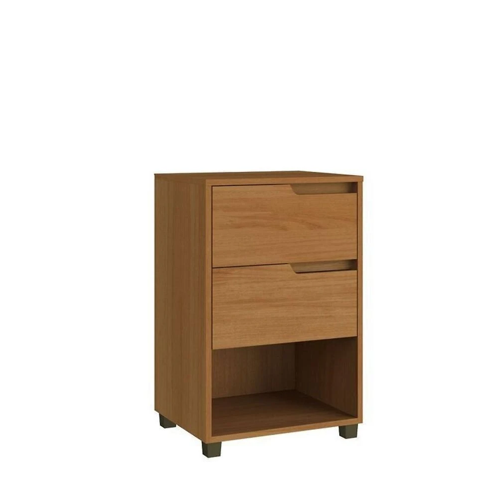 Miniatura Quarto Casal com Guarda-Roupa 2 Portas de Correr, Cômoda e 2 Mesas de Cabeceira Malthus Nature