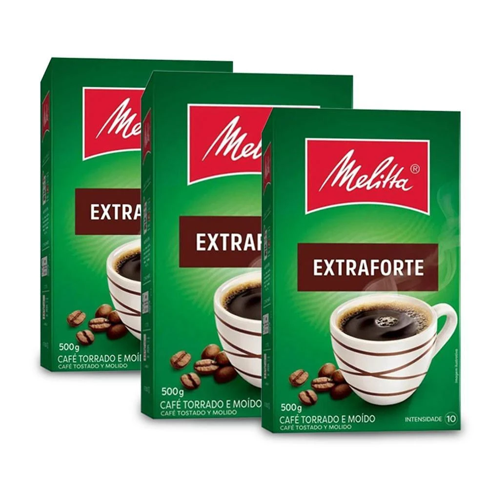 Miniatura Café Moído Melitta Extra Forte A Vácuo Kit 3 Pacotes De 500G