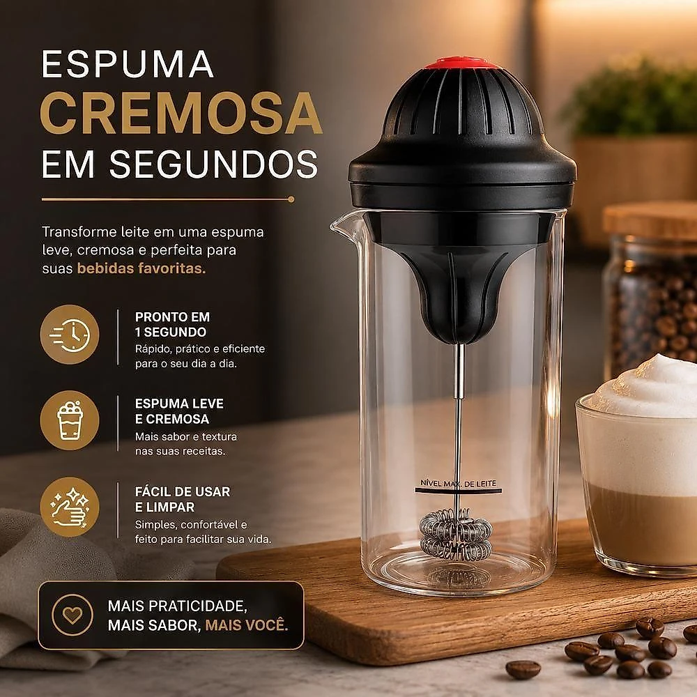 Mini Mixer Elétrico com Copo Mixer Eletrico de Mao Espumador Vidro Borossilicato Portátil Inox Yeet