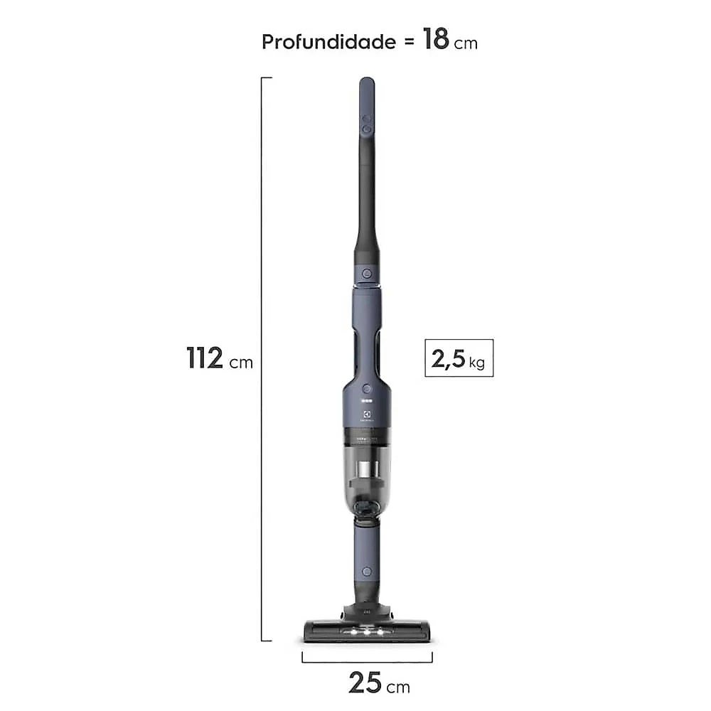 Aspirador de Pó Vertical 14V Ergorapido Electrolux sem Fio 2 em 1 Luz LED até 30 min ERG019 Bivolt Azul - Bivolt