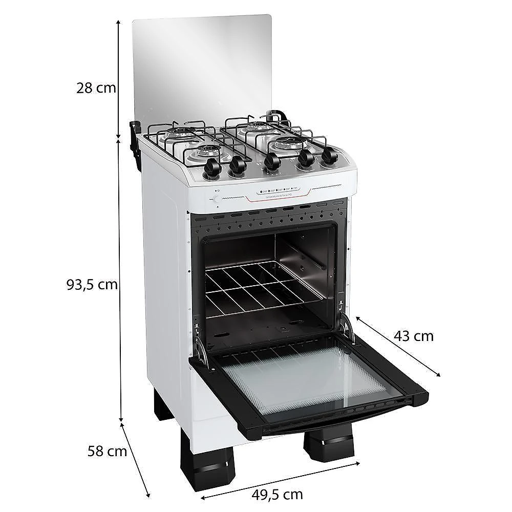 Fogão Mueller 4 Bocas Branco Com Acendimento Automático Total MFI4BF