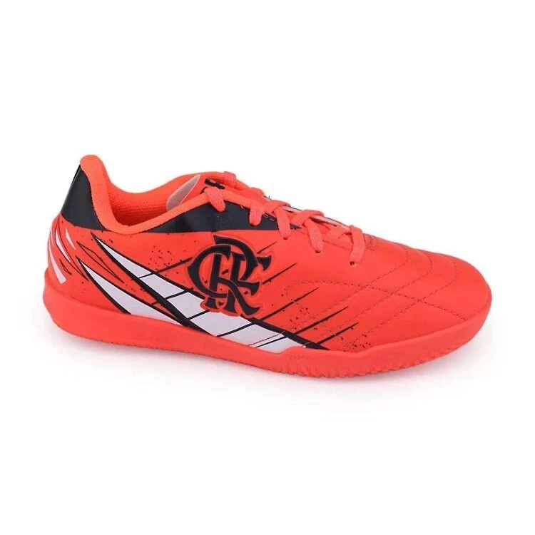 Chuteira Futsal OXN Avanti 3 Flamengo PVC Inf - Coralpto - CORAL/PTO