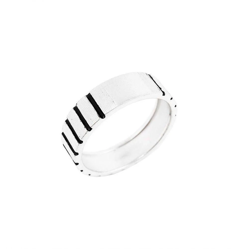Aliança Prata 925 Denoir Riscada Masculina Tamanho 17