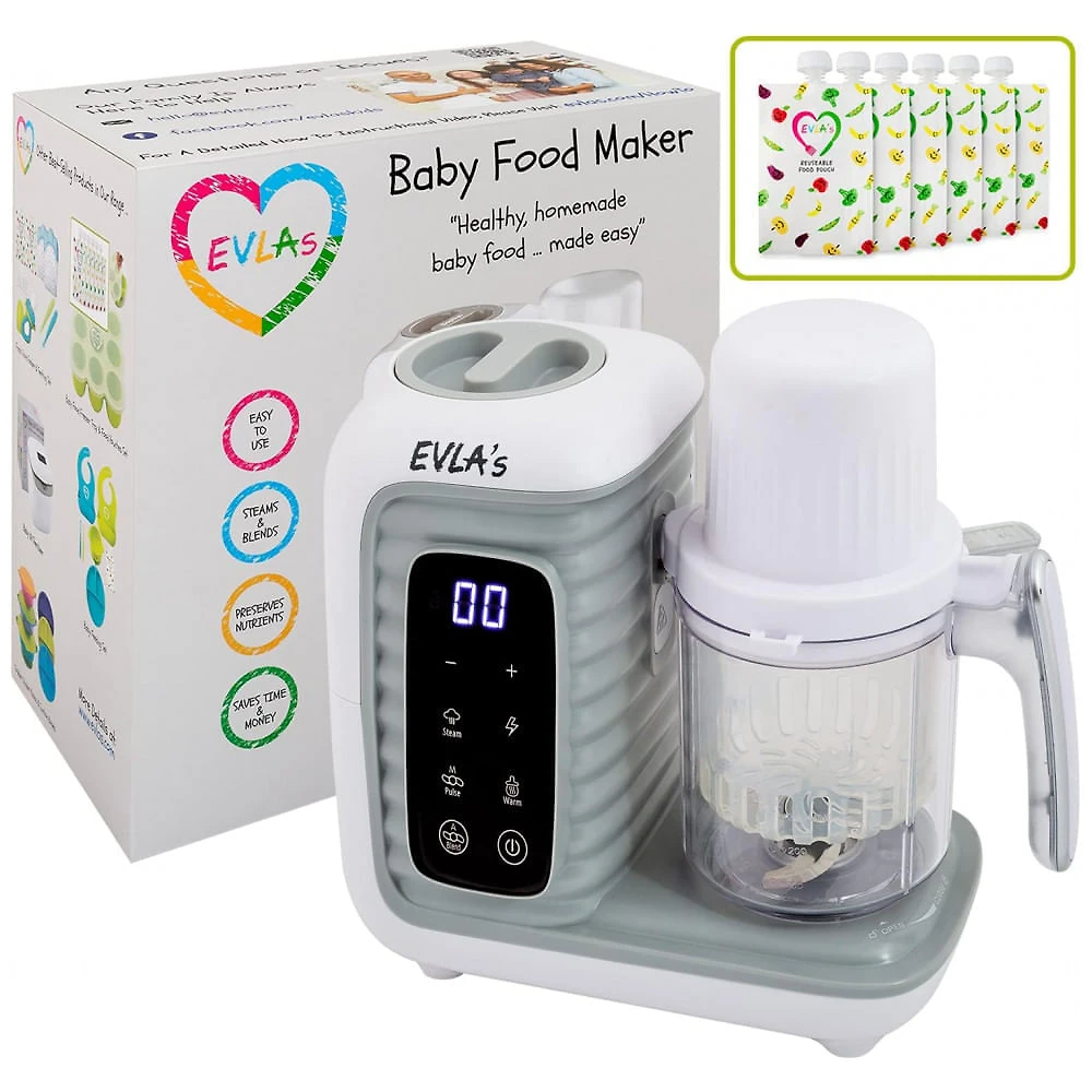 Processador de Alimentos para Bebês com Controle Digital e Vaporizador, 110V 300W, EVLAS, Branco