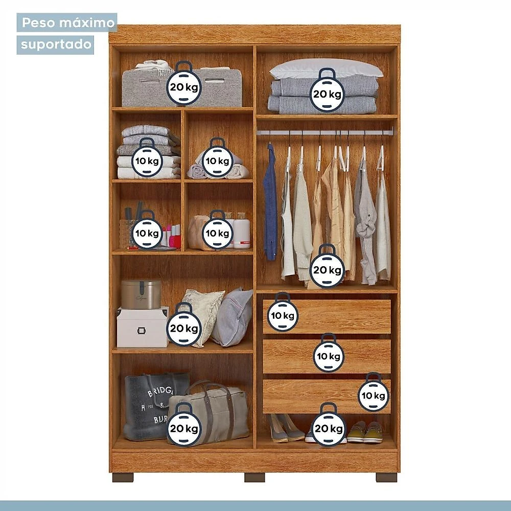 Quarto Infantil Completo com Guarda-roupa e Beliche Théo Amadeirado