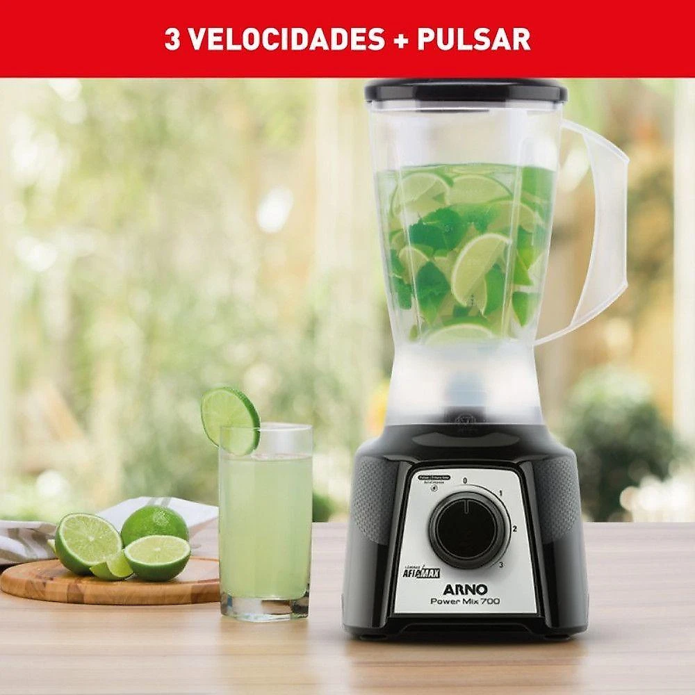 Liquidificador Arno Power Mix LQ10 700W 2L 4 Lâminas Zelkrom 3 Velocidades Preto 220V