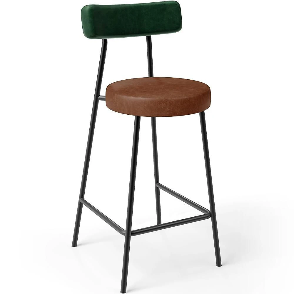 Kit 02 Banquetas Baixa Cozinha Sala Jantar Bancada Milão L02 Facto Verde Musgo Marrom
