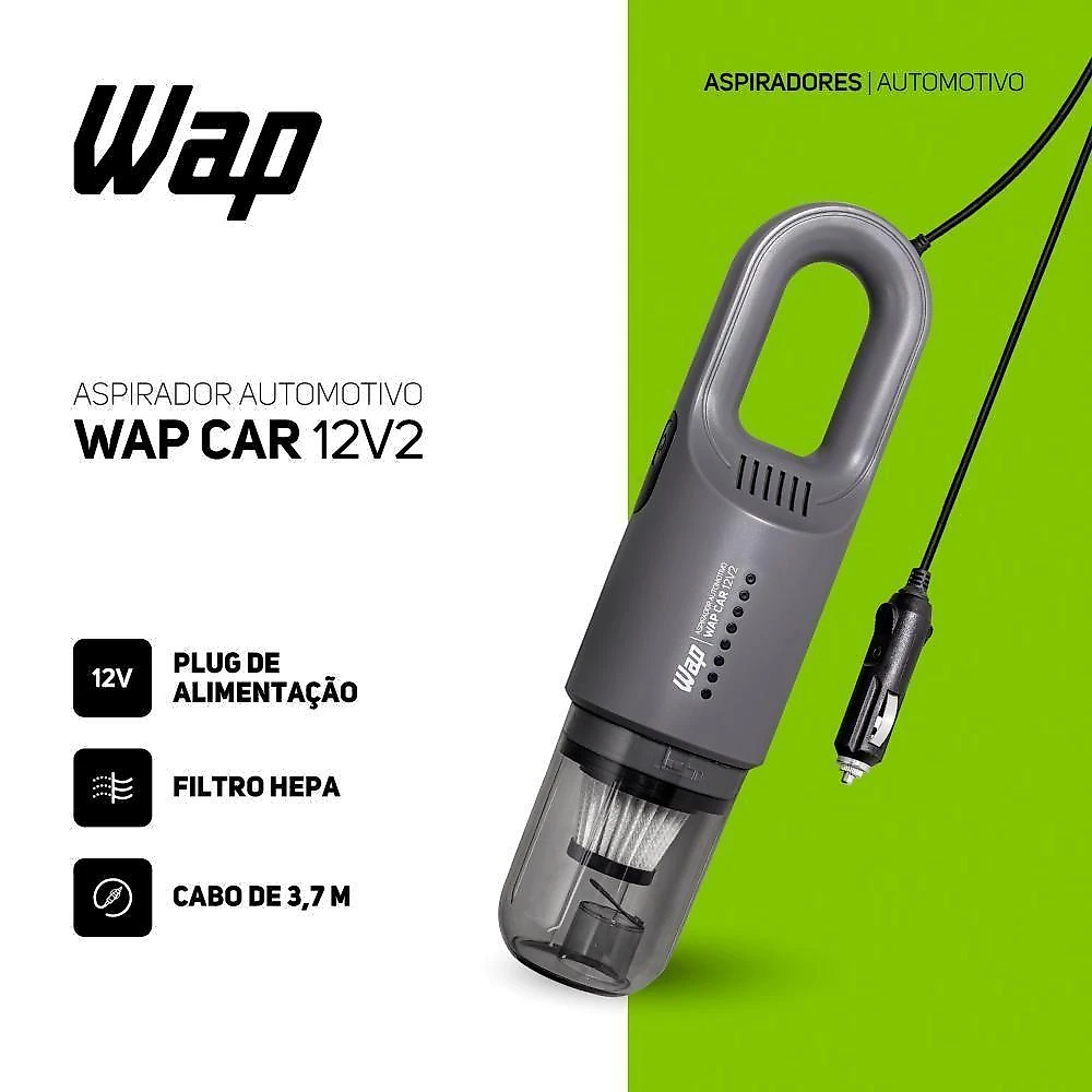 Aspirador de Pó Automotivo Portátil WAP CAR 12V2 180W 0,4L HEPA 12V