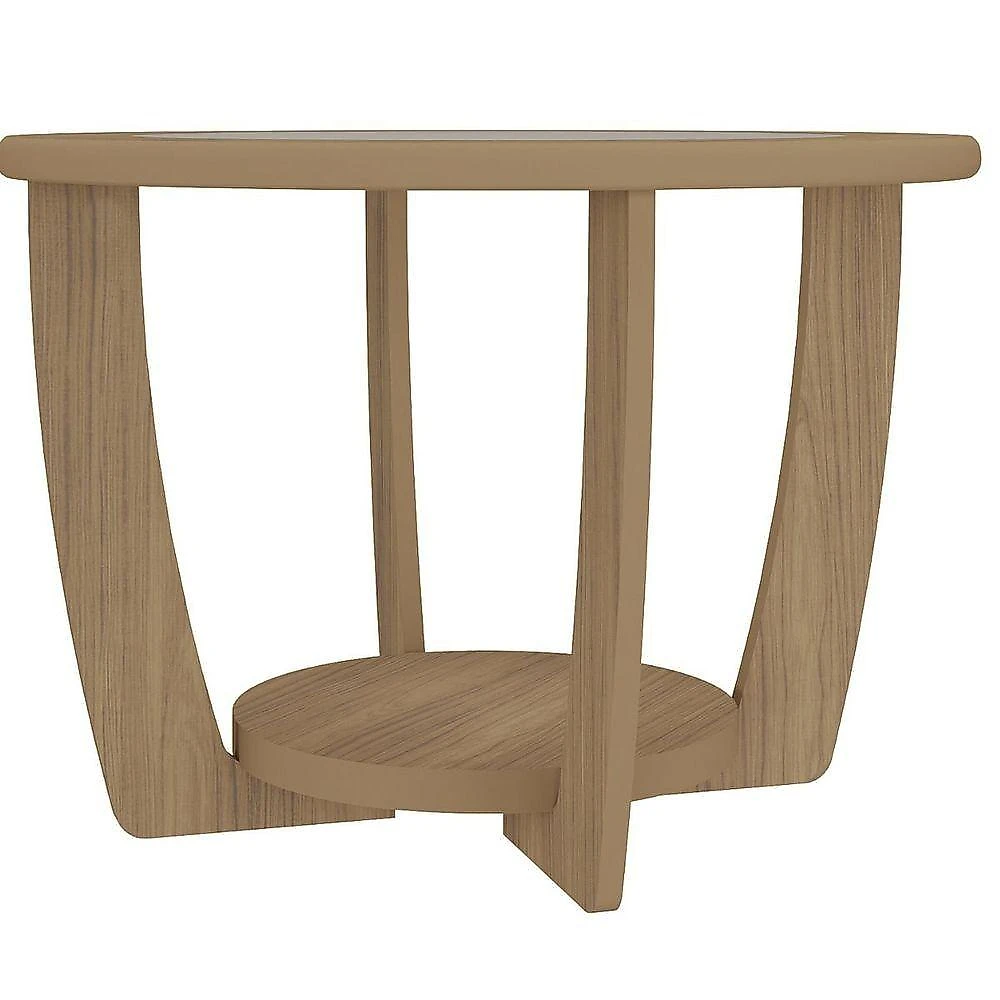 Mesa de Centro Curve Quadrada Vidro Temperado Estrutura em MDF Carvalho Artely