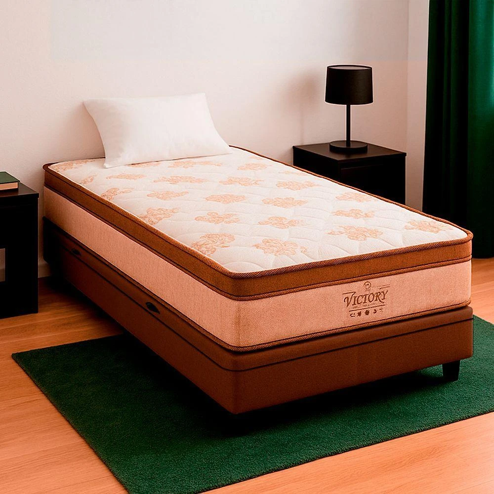 Cama Box E Colchão Four Season Molas V-store 78x188x30 Cor:marrom