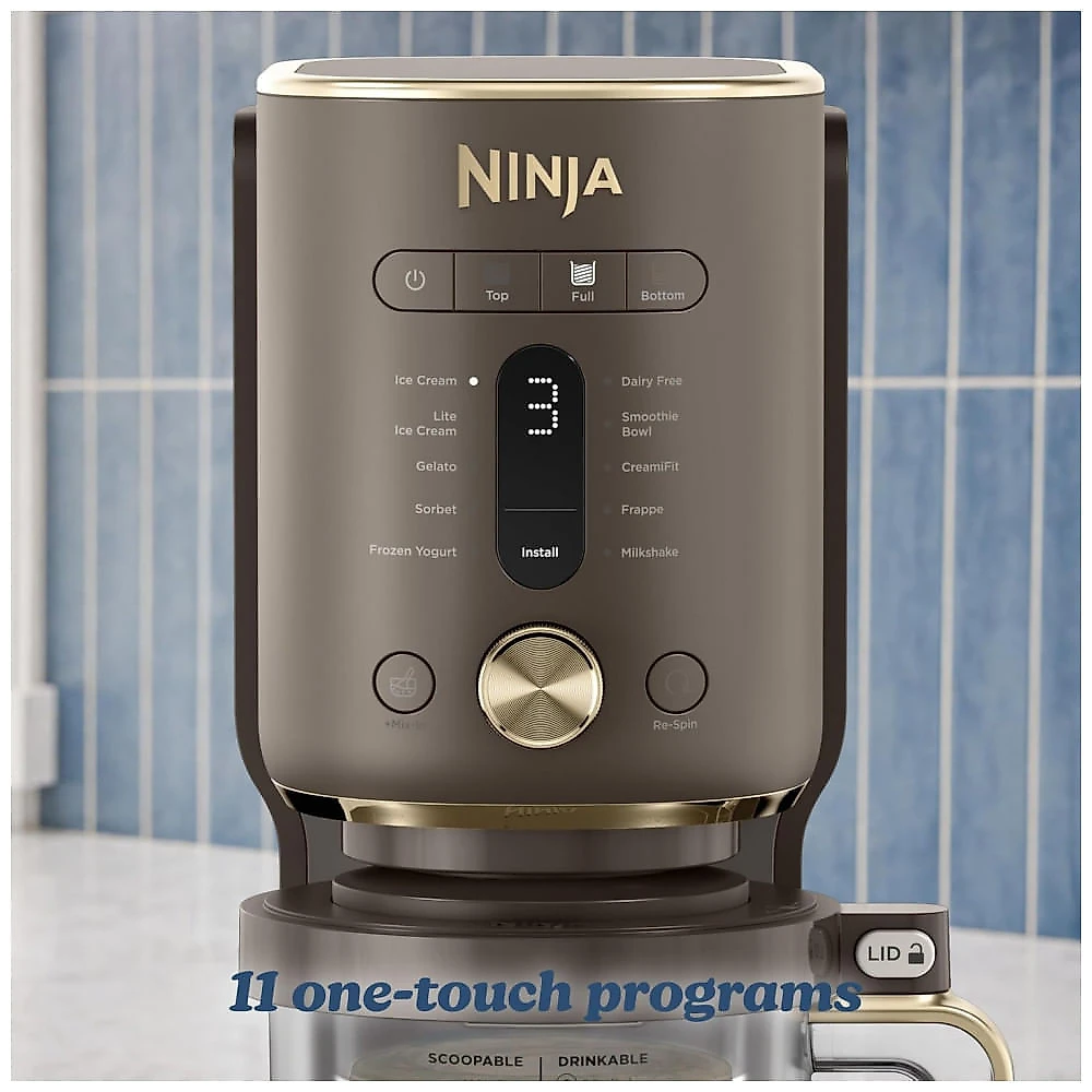 Sorveteira Ninja CREAMi XL 11-em-1 NC601BR Potes de 710 ml com 11 Modos Gelato Smoothie Bowl Mocha