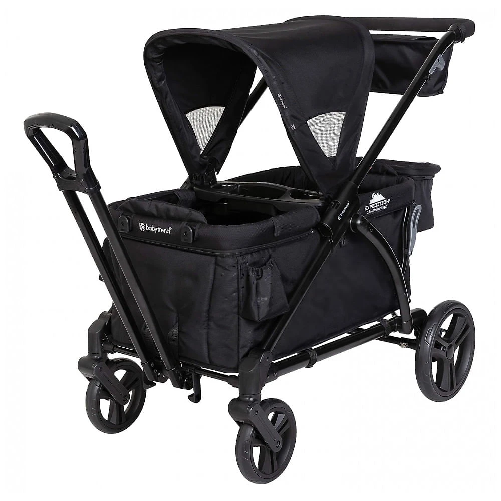Carrinho de Passeio para 2 Crianças Multifuncional com Cobertura Removível e Dobramento, até 50 kg, Baby Trend, Preto