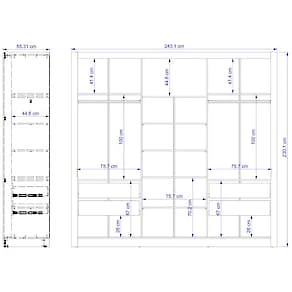 Guarda-Roupa Casal Bartira Village com 3 Portas, 4 Gavetas, Espelho e 243,1 cm de Largura Areia/Peroba