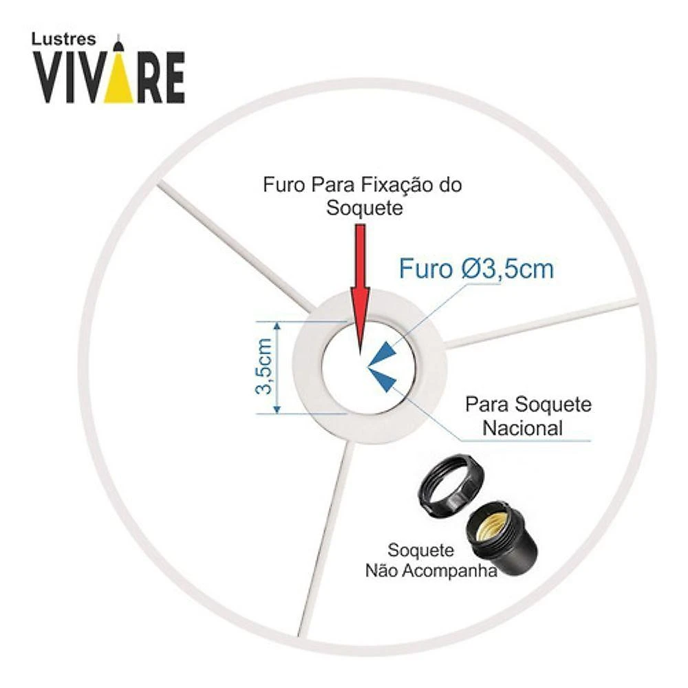 Cúpula para Abajur e Luminária CP-8028 60X30CM Compatível com Bocal Europeu Bege Vivare Brasil webcontinental-7908138294953