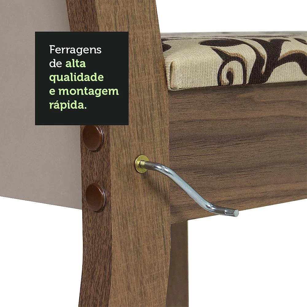 Conjunto sala de jantar mesa tampo de vidro 4 cadeiras rustic/crema/bege marrom suzy madesa