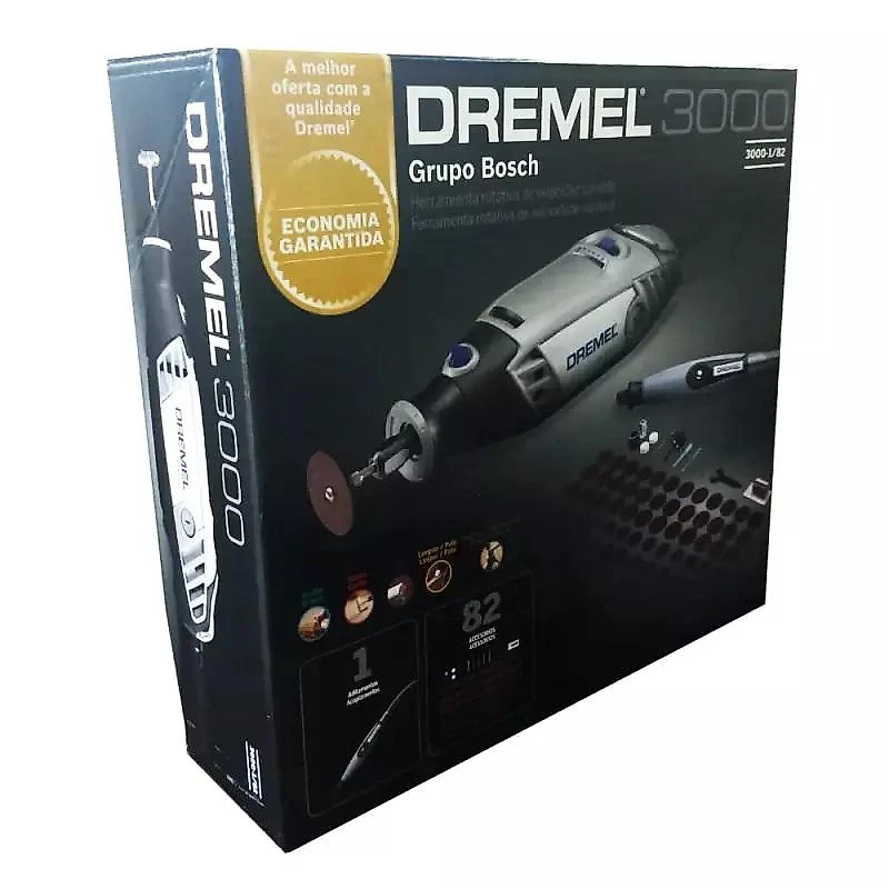 Retífica DREMEL 3000 com Eixo Flexível, 82 Acessórios e Suporte 2222 DREMEL 110V