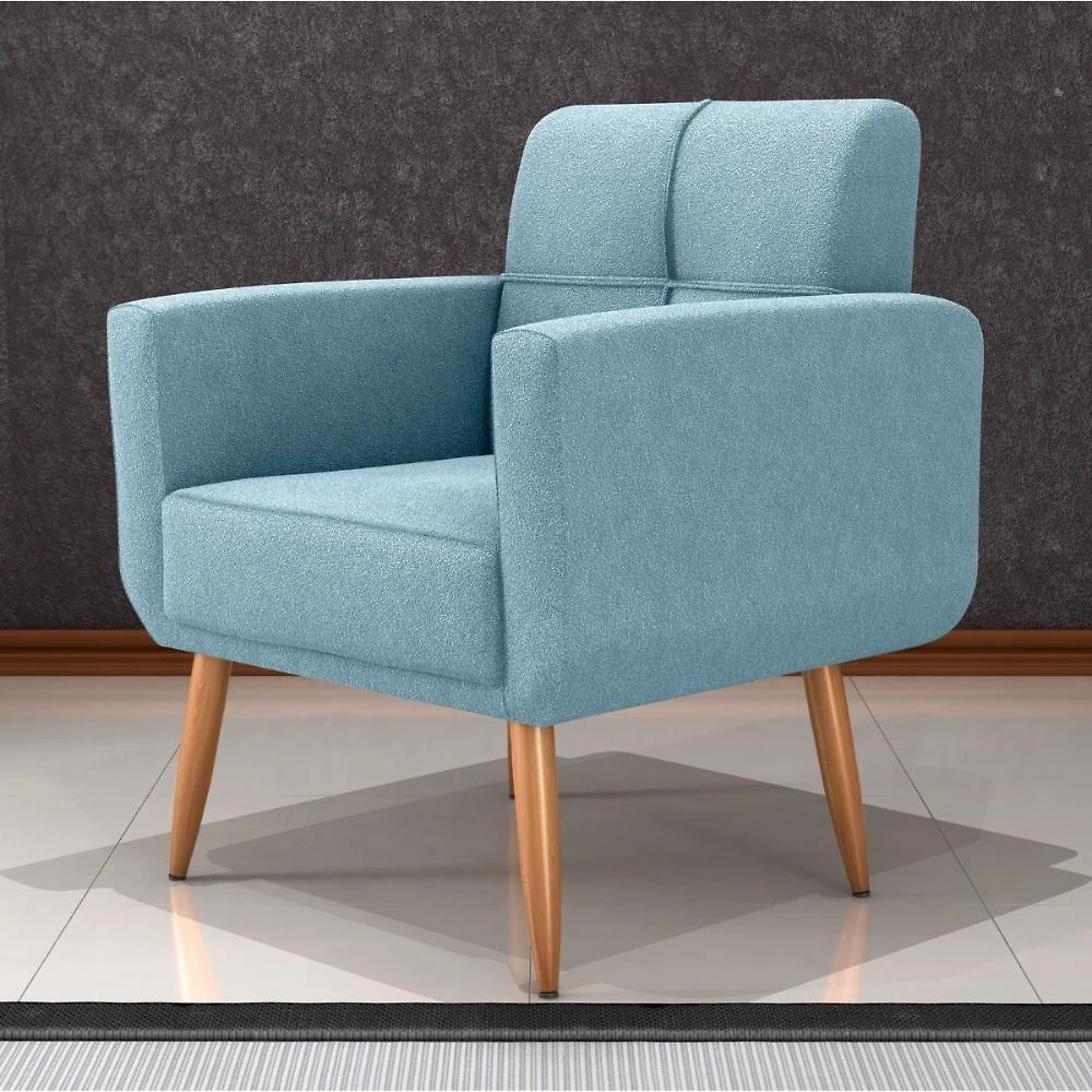Poltrona Decorativa Juan Boucle Azul