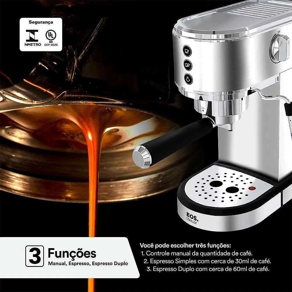 Cafeteira Expresso Italiana 3 Em 1 Inox Dupla Saída Cafeteria Ecf01ec 220v - Eos B170566 220v