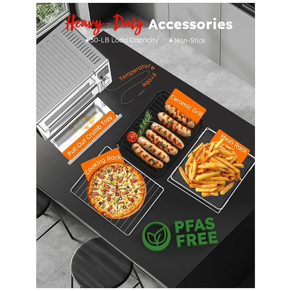 Forno Eltrico de Bancada em Ao Inoxidvel 28L com 142 Predefinies, 3 Velocidades do Ventilador e Funo Air Fryer, 110V 1800W, Nuwave Bravo XL Pro, Prata 110v