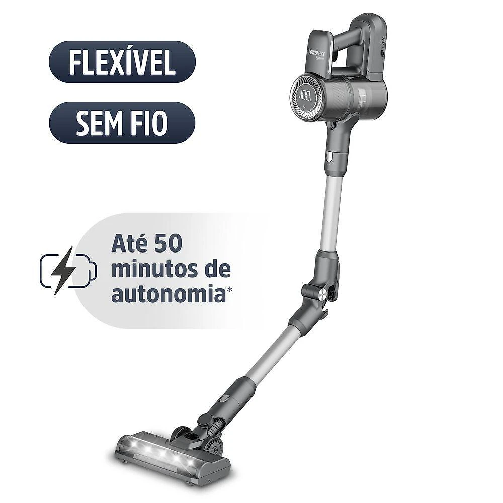 Aspirador de Pó Vertical sem Fio Polishop Power Flex Cinza Bivolt