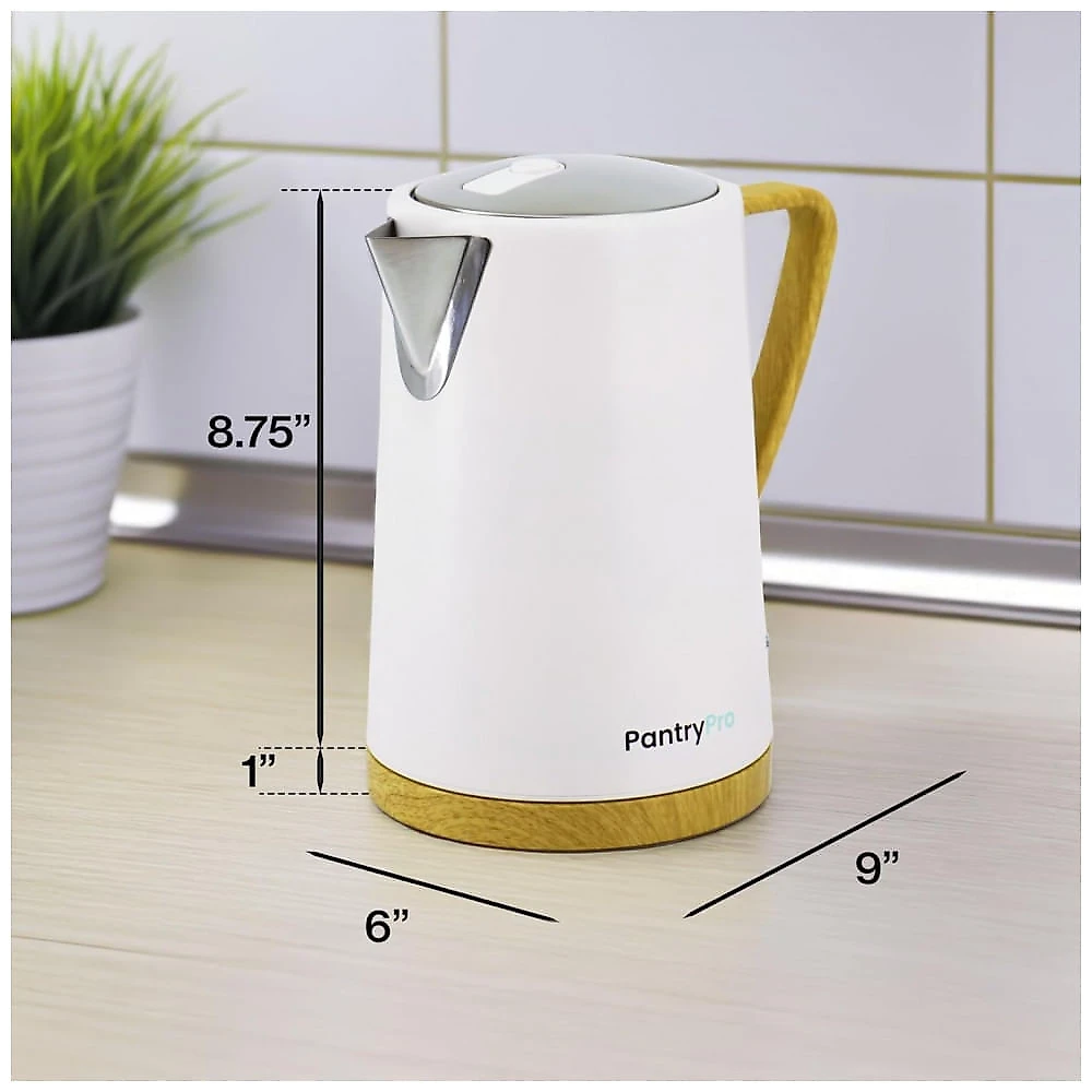 Chaleira elétrica inox PantryPro creme 1,7L 1500W fervedor rápido com desligamento automático P-12894, 110V