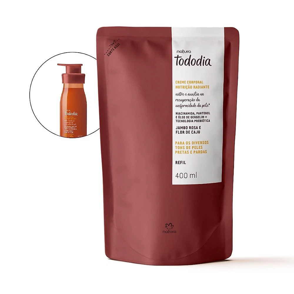 Miniatura Refil Creme Corporal Nutrição Radiante Natura TodoDia Jambo Rosa e Flor de Caju 400 ml
