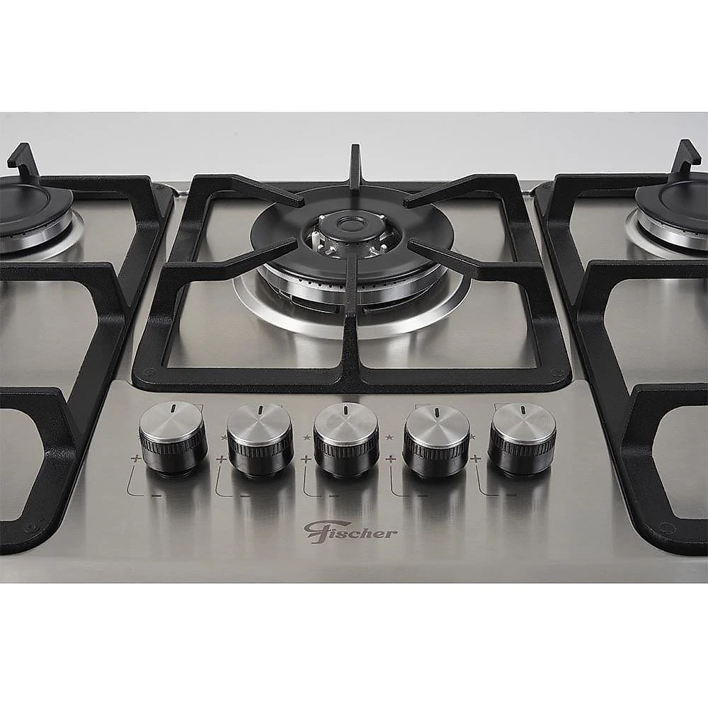 Cooktop 5 Bocas Fischer Infinity Trempe De Ferro Tripla Chama à Gás Mesa Inox Bivolt